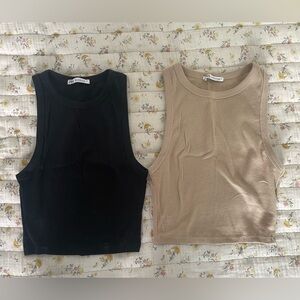 Zara cropped neutrals tank tops